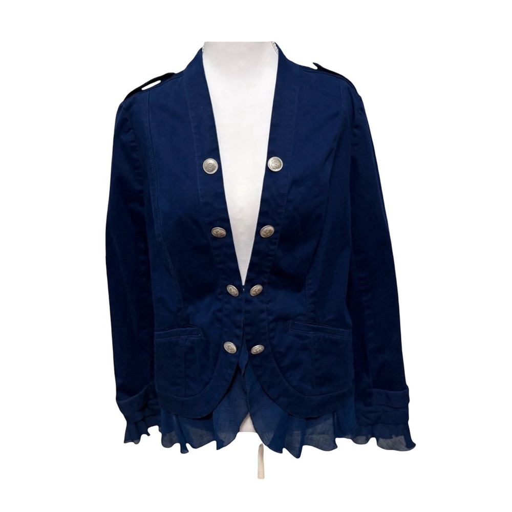 Chico's Ruffle Hem Military Style Jacket - Picture 2 of 9
